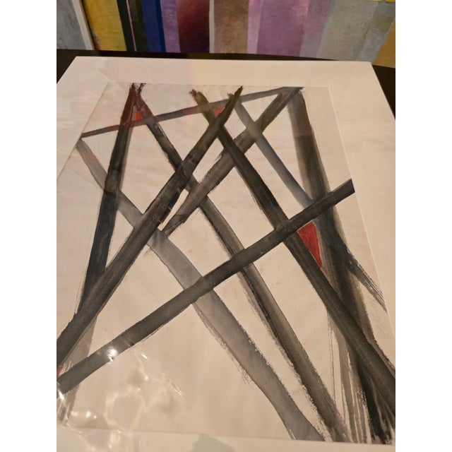 A fine vintage original from the 1950s ( guaranteed) hand painted one of a kind abstract expressionist watercolor...