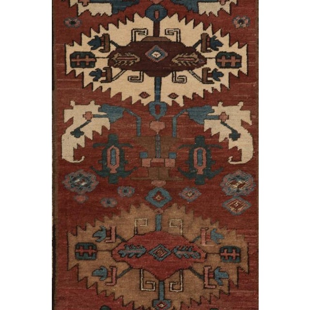 Traditional Antique Persian Serapi Runner Rug in Red With Geometric Medallions - Rug & Kilim For Sale - Image 3 of 7