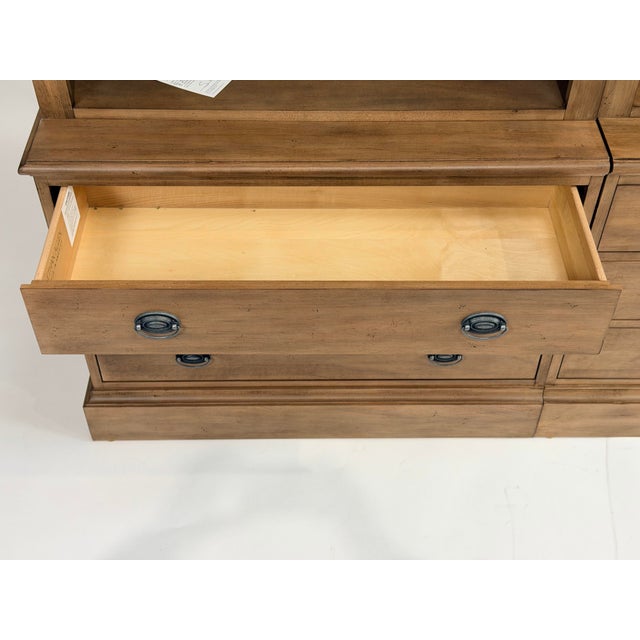 Wood Ethan Allen Villa Double File Bookcase in Natural Wood Finish For Sale - Image 7 of 10