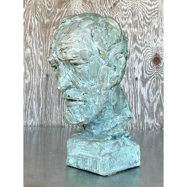 Vintage Postmodern Plaster Bust of Freud For Sale - Image 10 of 10