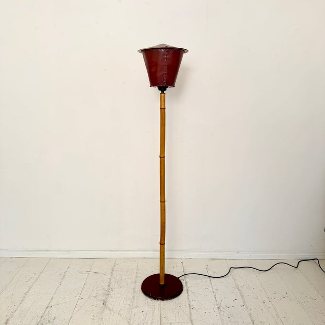 Mid-Century Modern Italian Floor Lamp in Bamboo and Metal, 1950s For Sale - Image 9 of 9