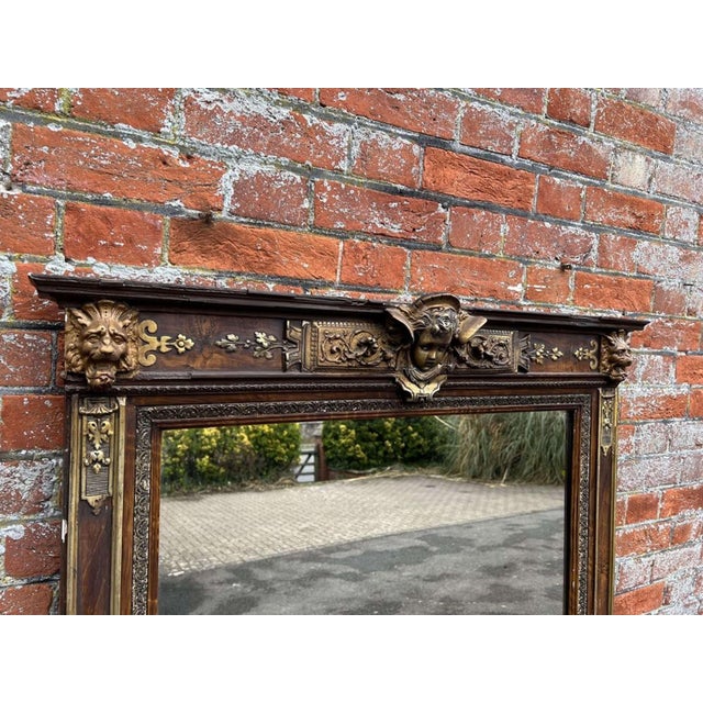Large Antique French Gilt & Painted Mirror, 19th Century For Sale - Image 4 of 8