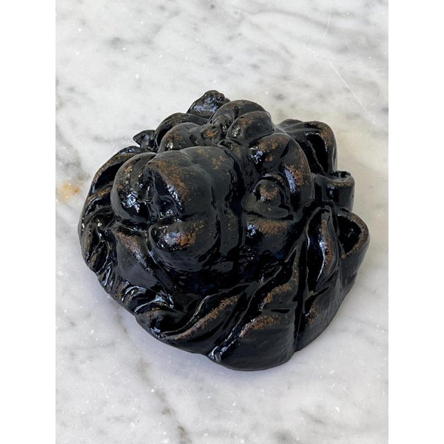 Antique Victorian cast iron hand painted lion sculpture, desk companion. A magnificent antique Victorian cast iron hand...