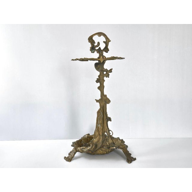 Vintage Hunting Scene Umbrella Stand in Gilded Brass, 1950s For Sale - Image 10 of 11