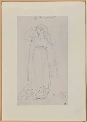 Eugène Giraud, Woman, Original Drawing on Paper, Late 19th-Century