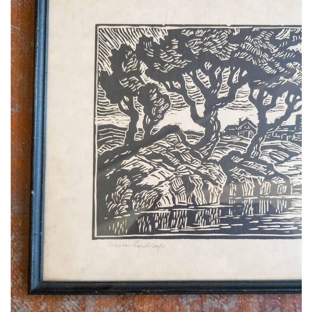 Mid-Century American Linocut Print "Kansas Landscape" by Birger Sandzen For Sale - Image 9 of 12