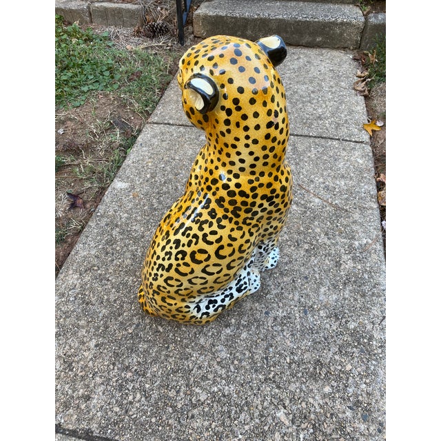 Ceramic Mid 20th Century Large Italian Ceramic Leopard For Sale - Image 7 of 13