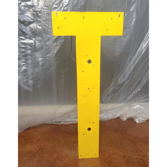 Vintage 38" Architectural Salvage Sign Letter "T" For Sale - Image 10 of 10