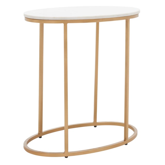 Tage Marble Side Table in White Marble / Gold For Sale In Philadelphia - Image 6 of 8