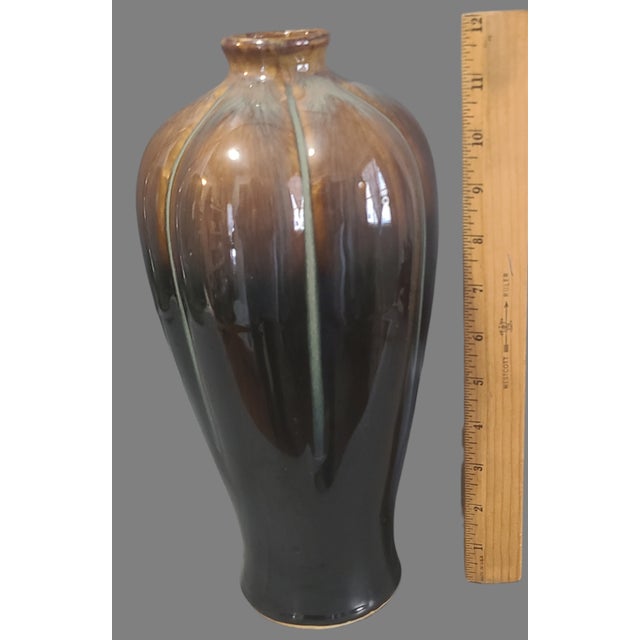Vintage Mid-Century Modern Glazed Art Pottery Earthtone Vase For Sale - Image 4 of 8
