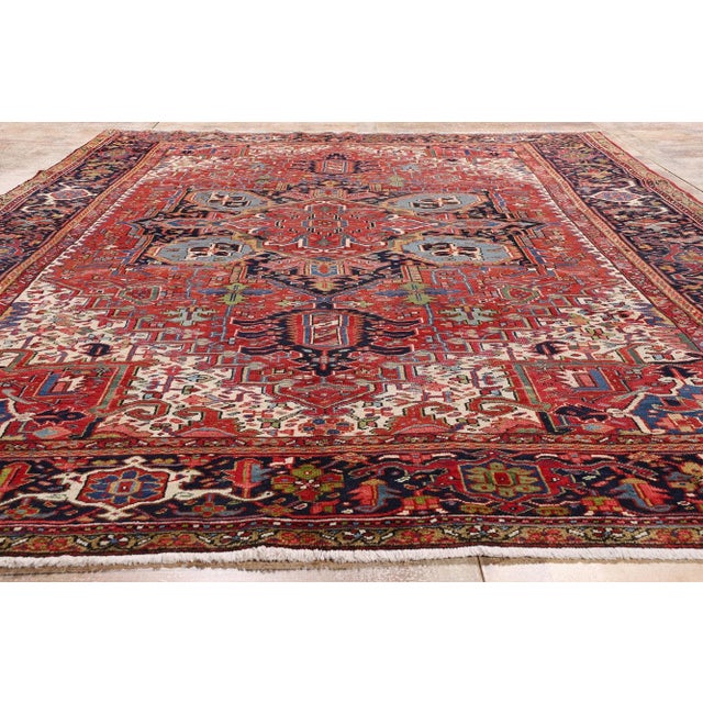 Antique Persian Heriz Rug, 08'10 X 11'08 For Sale - Image 9 of 10