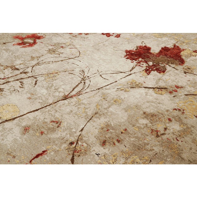 Rug & Kilim’s Contemporary Impressionist Rug in Brown With Red Floral Patterns For Sale In New York - Image 6 of 8