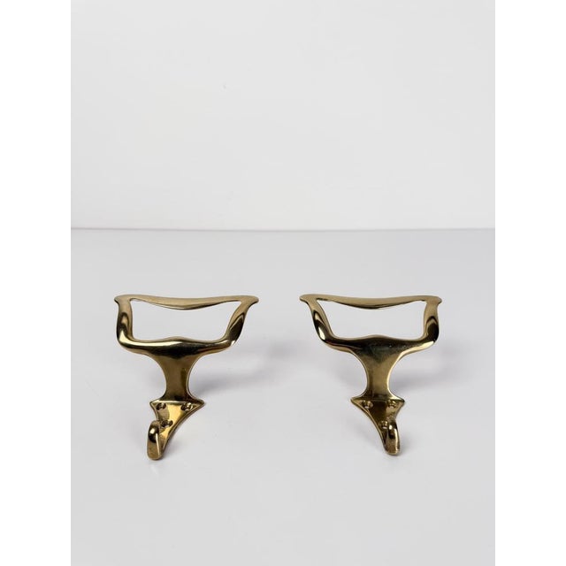 Mid-Century Modern Italian Brass Wall Coat Hooks in the style of Osvaldo Borsani, 1950s, Set of 2 For Sale - Image 15 of 18