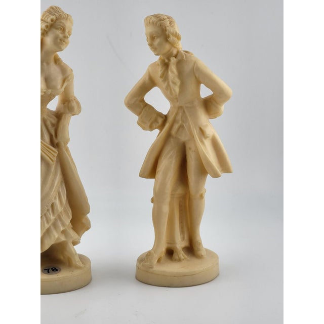 Vintage A. Santini Sculpture Colonial Victorian Man Woman Couple Signed Italy For Sale In Houston - Image 6 of 13