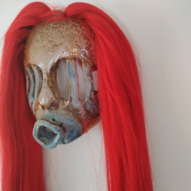 Gothic Original Joel Huff Southern Gothic Folk Mask Titled "Crimson Ghost". For Sale - Image 3 of 9