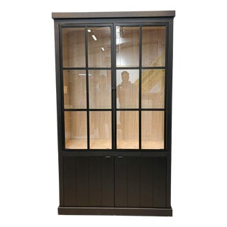 Black Display Cabinet with Glass Doors For Sale