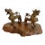 Vintage Bronze Foo Dogs on Wooden Stand - 3 Piece Set For Sale