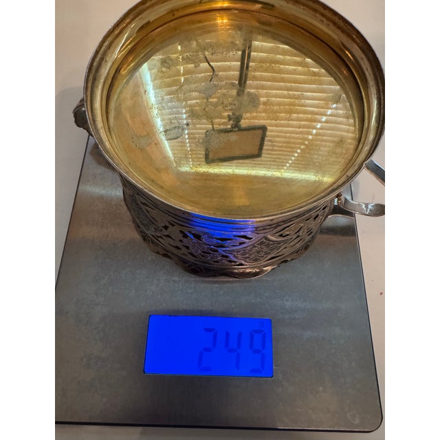 Silver Vintage Kubachi 875 Silver Gilt Niello Openwork Sugar Candy Bowl For Sale - Image 8 of 10