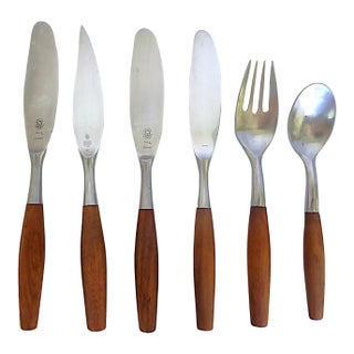 1960s Jh Quisgaard Group of Dansk Design Fjord Germany and by Present Japan Stainless Flatware - 6 Pieces For Sale