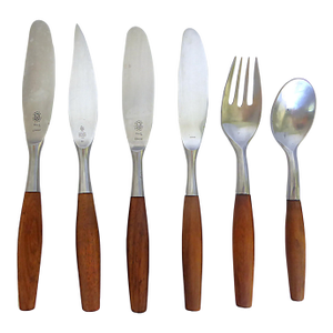 1960s Jh Quisgaard Group of Dansk Design Fjord Germany and by Present Japan Stainless Flatware - 6 Pieces
