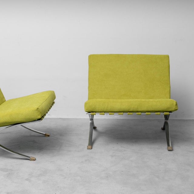 1970s Armchairs in Green Fabric and Metal, 1970s, Set of 2 For Sale - Image 5 of 11
