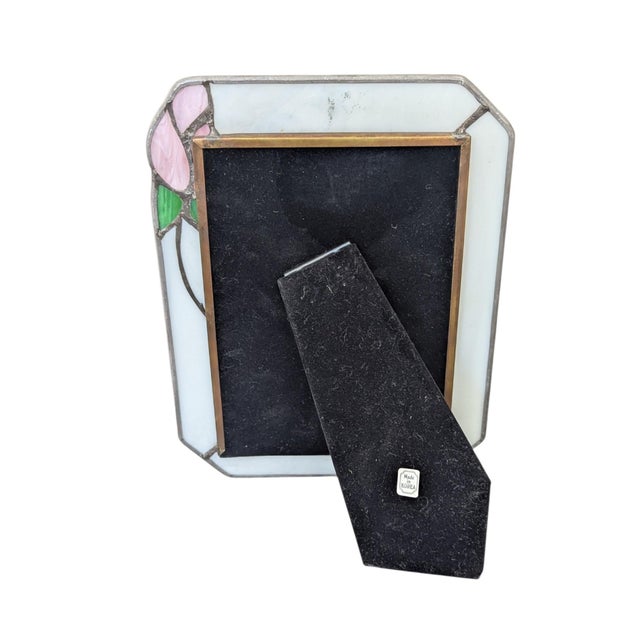 White Vintage Stained Glass Rose Picture Frame For Sale - Image 8 of 8