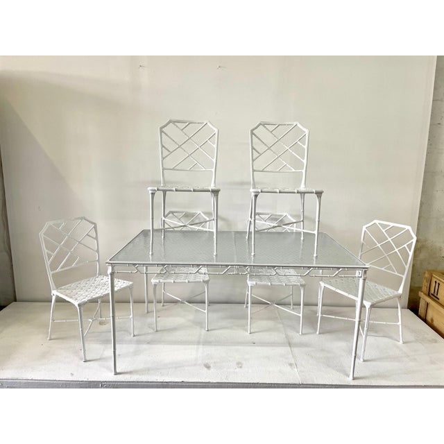 Metal Brown Jordan Garden Dining Set by Hall Bradley "Calcutta" - Set of 7 For Sale - Image 7 of 18