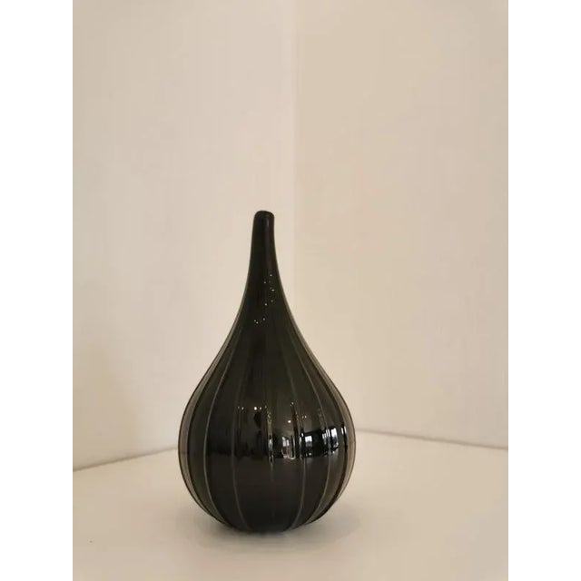 Black Murano Glass Drops Vase by Stelon Renzo for Salviati For Sale - Image 3 of 11