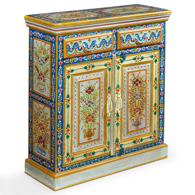 Indian Painted Cabinet, 1940s For Sale - Image 12 of 12