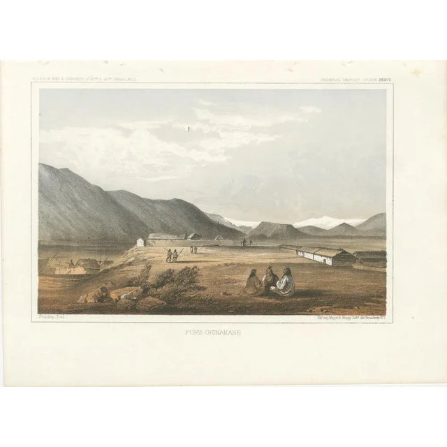 Title: fort okinakane - tinted lithograph from the pacific railroad survey, 1856 : this historic lithograph, "fort...