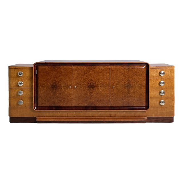 Art Deco Italian Sideboard in Wood and Steel, 1930s For Sale