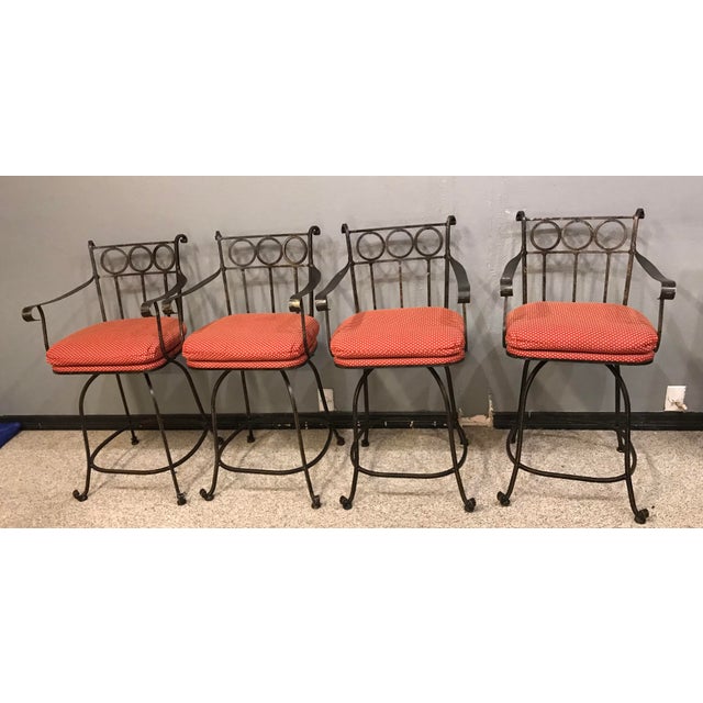Vintage Wrought Iron Bar Stools Set of 4 Chairish