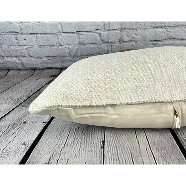 16 x 24 Hemp Pillow Turkish Cushion Natural White Pillow Cushion Cover For Sale - Image 4 of 4