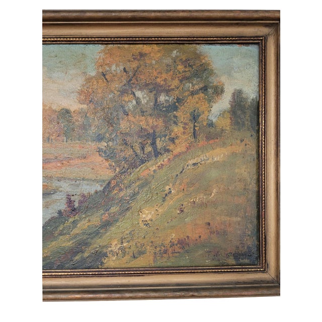 1920s 1920s Ernest Fredericks Autumn River Landscape, Oil on Board, American Impressionist For Sale - Image 5 of 9
