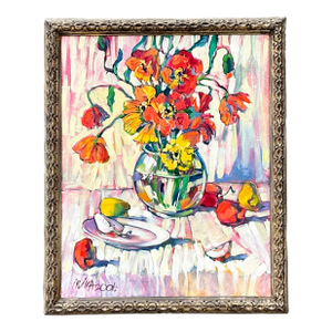 Vintage Original Oil on Canvas Floral Painting