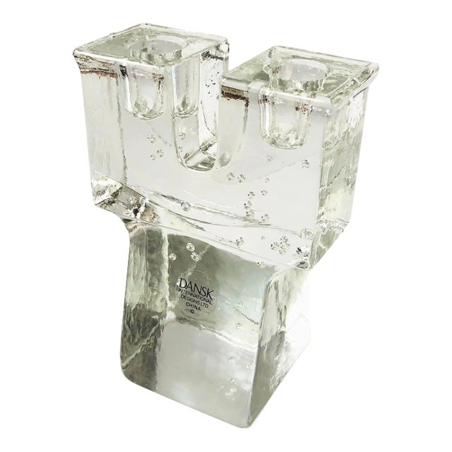 Dansk Blocky Glass Candle Holder For Sale