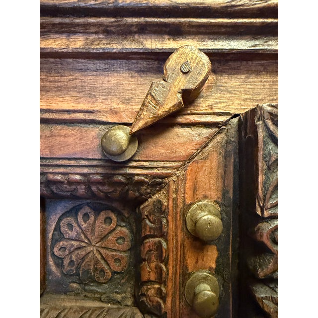 Indian Vintage Indian Haveli Armoire With Antique Hand-Carved Mandala Doors For Sale - Image 3 of 18