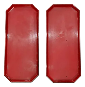 Pair Chinese Red Lacquer Rectangular Shape Trays