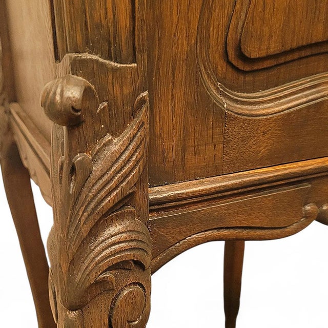 Brown Louis XV French Wooden Bedside Table with Marble Top, 1920s For Sale - Image 8 of 18