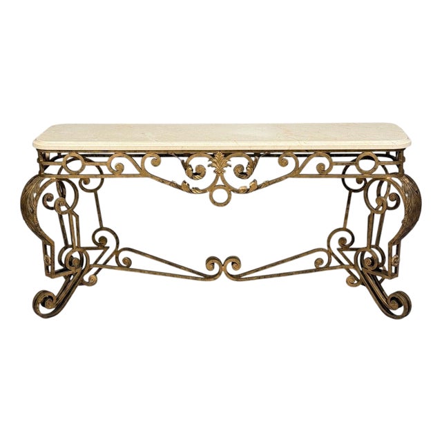Maitland Smith, Console Table, Gilt Metal, Marble, Philippines, 1980s For Sale