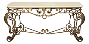 Maitland Smith, Console Table, Gilt Metal, Marble, Philippines, 1980s