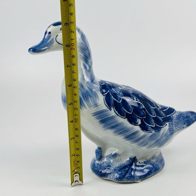 Vintage Delft Style Blue White Porcelain Duck Goose Figurine For Sale In Houston - Image 6 of 7