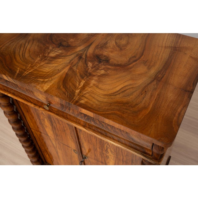 Antique German Biedermeier Walnut Cabinet with Spiral Columns, 1860 ...