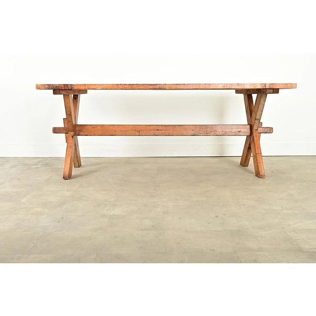 Early 20th Century Swedish Early 20th Century Pine Trestle Table For Sale - Image 5 of 12