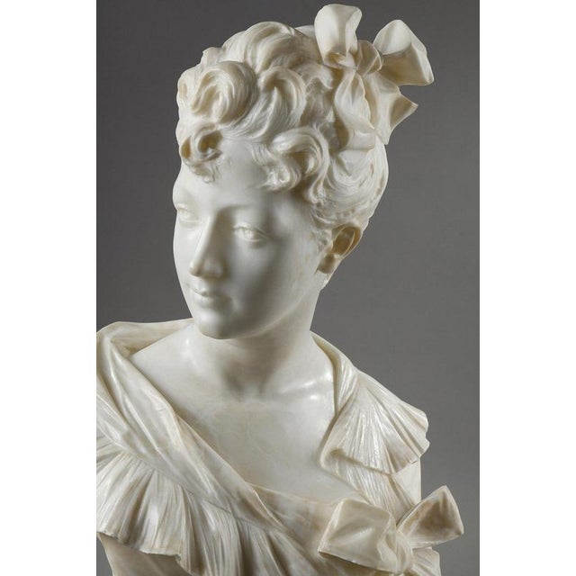 Henri Emile Allouard, Bust of a Woman, 1880, Marble For Sale - Image 10 of 18