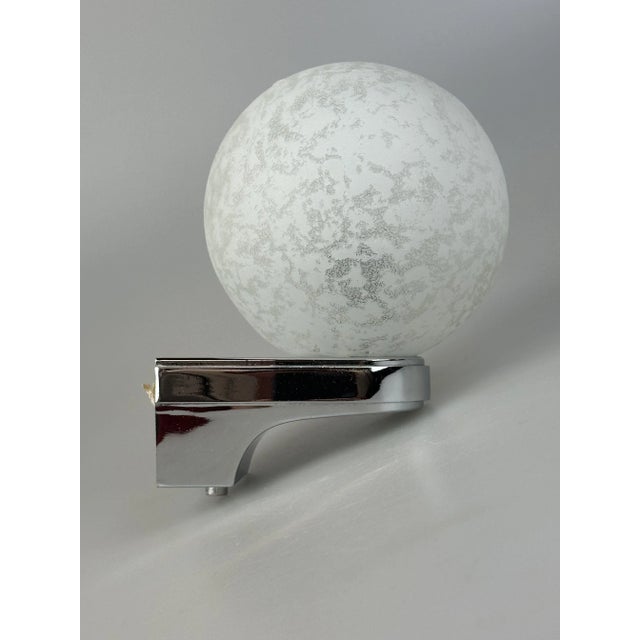 1960s/70s Wall Lamp, Globe Lamp, Metal, Chrome & Glass, Space Age Design Object: Wall Lamp Manufacturer: Unknown...
