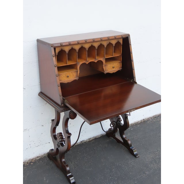 Wood Early 1900s Carved Writing Cabinet Secretary Desk 6680 For Sale - Image 7 of 18