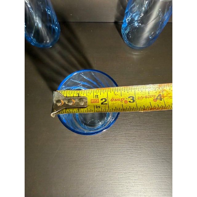 1970s Vintage Anchor Hocking Misty Blue Optic Swirl Glasses Set 9 pcs For Sale - Image 5 of 12