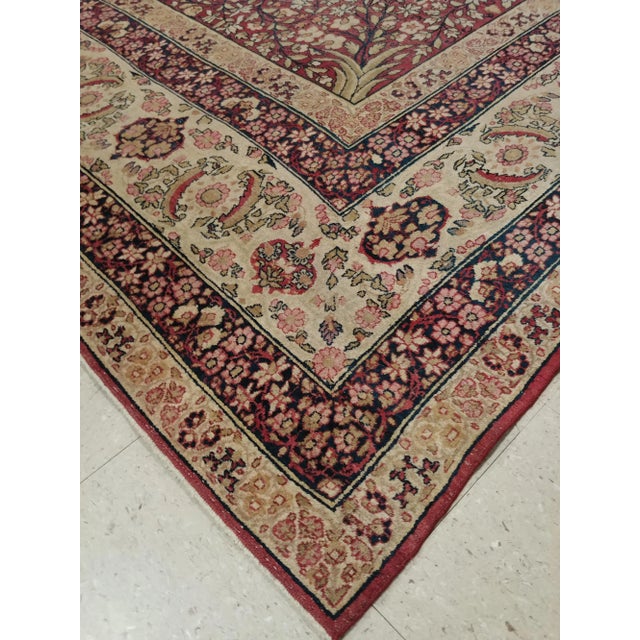 Antique Lavar Kerman Carpet, Fine Persian Oriental Rug Jewel Blue, Gold and Navy For Sale In New York - Image 6 of 12