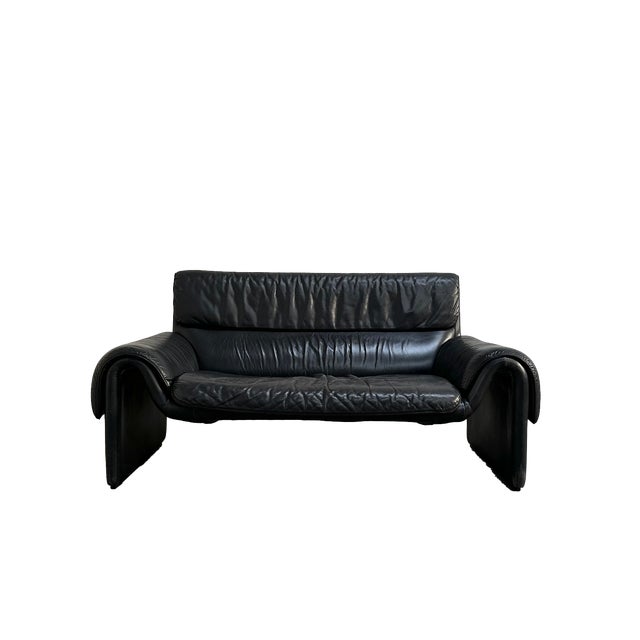 DS 2011 2-Seater Sofa in Black Leather from de Sede, Switzerland, 1980s For Sale